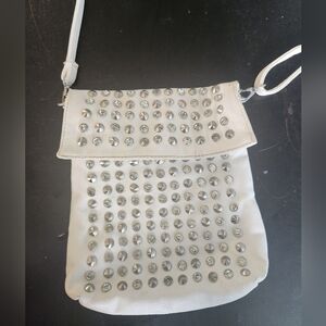 Studded White Crossbody Bag